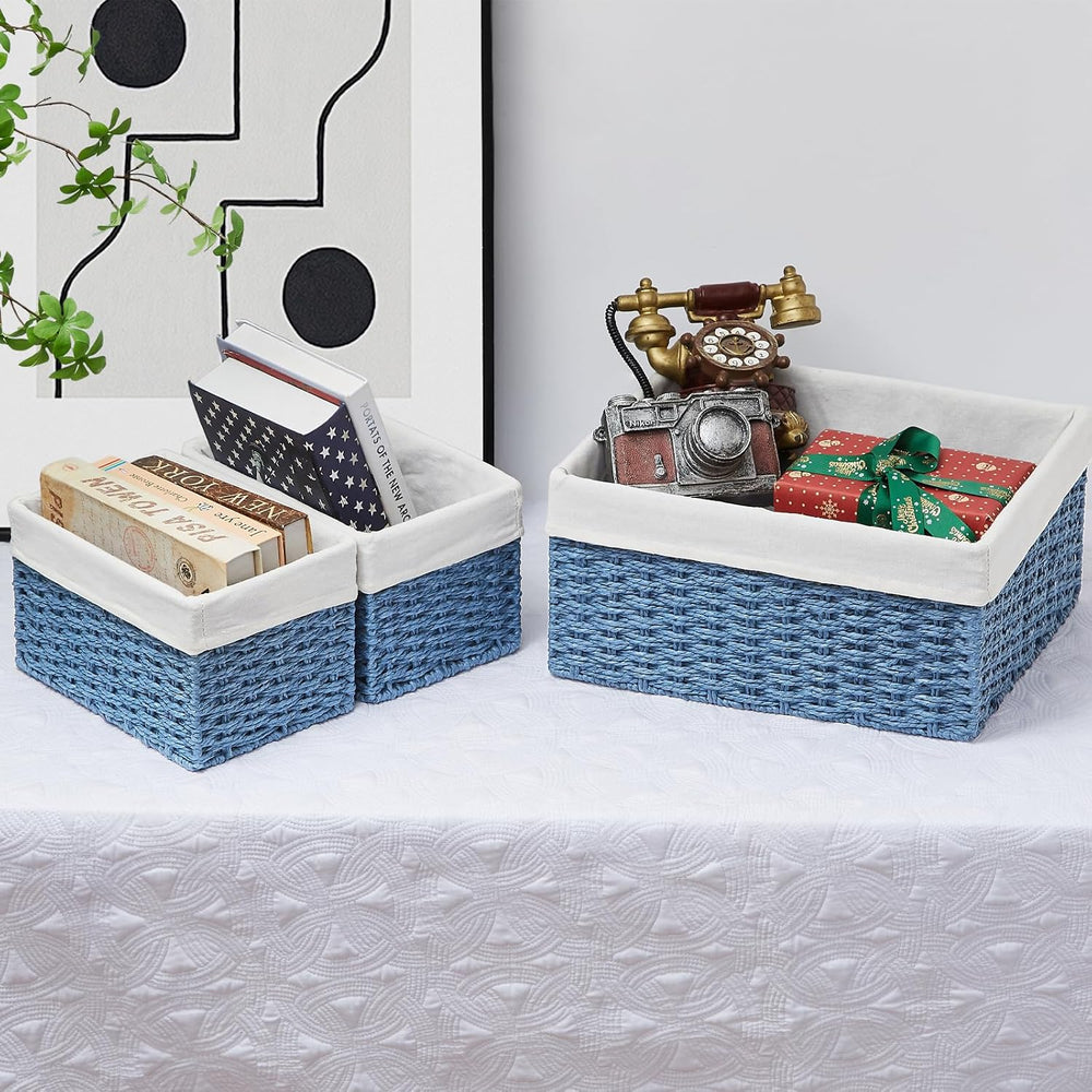 Vagusicc Wicker Basket, Set of 3 Hand-woven Storage Baskets for Organizing, R...