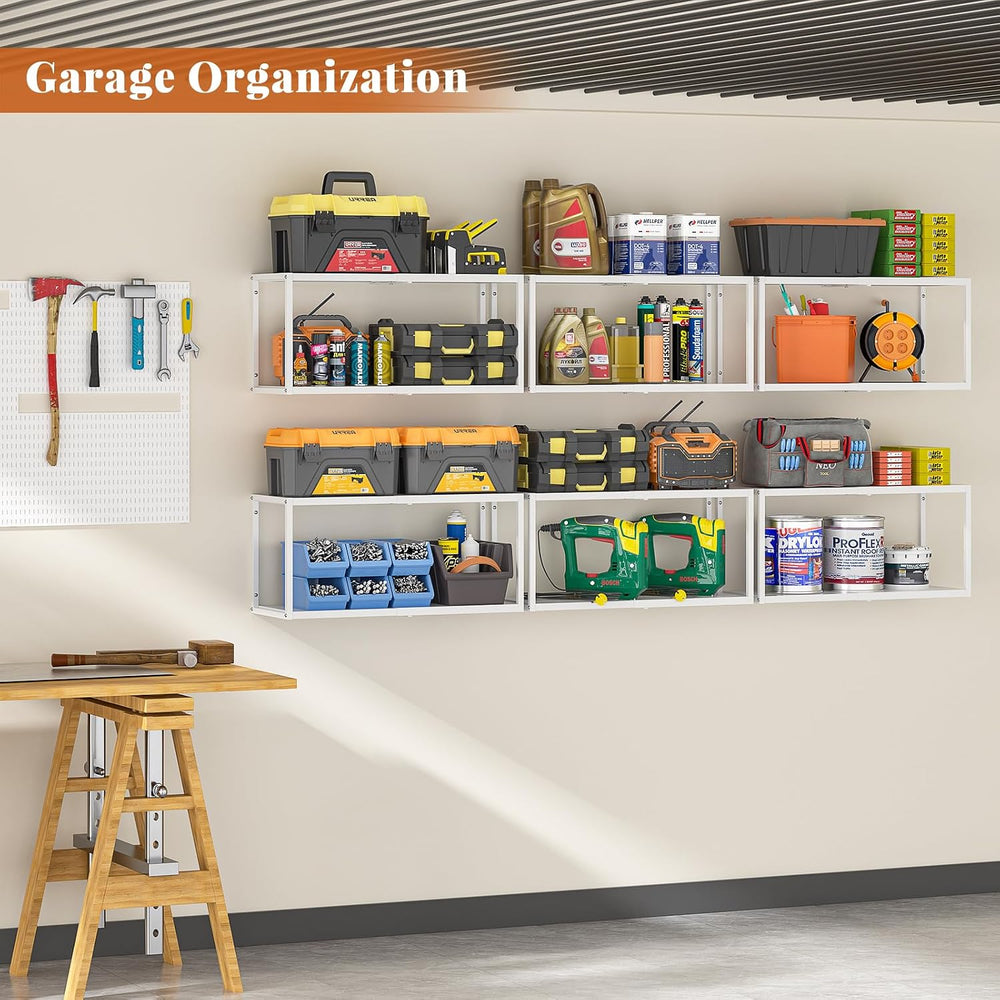 ThreeHio 2 Pack Expandable Garage Shelves Wall Mount, Heavy Duty Garage Wall ...