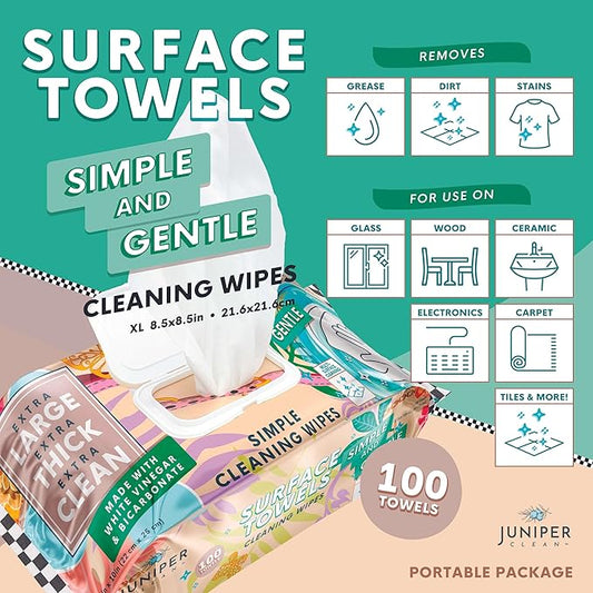 6 Packs Surface Cleaning Wipes, Thick & Large Dispose, All-Purpose Cleaner - Image 2