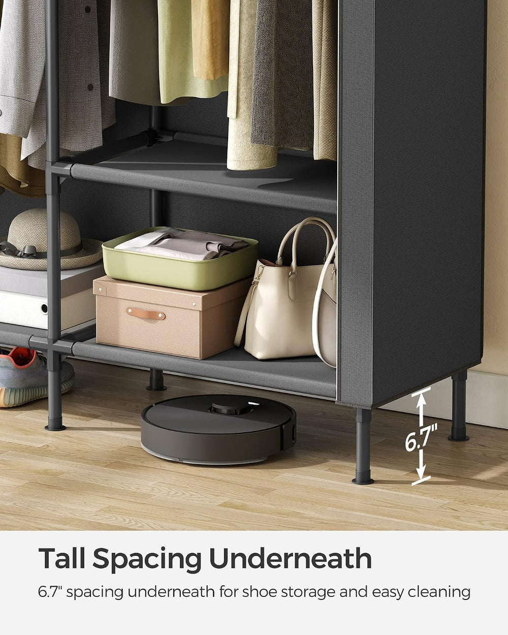 SONGMICS Clothes Rack, Heavy-Duty Wardrobe Closet Organizer