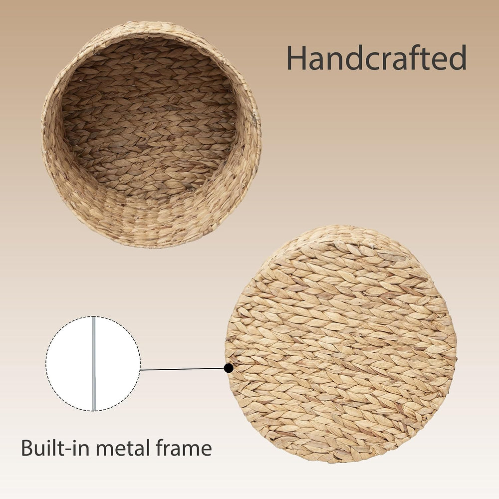 Small Round Water hyacinth Wicker Laundry hamper basket with lid