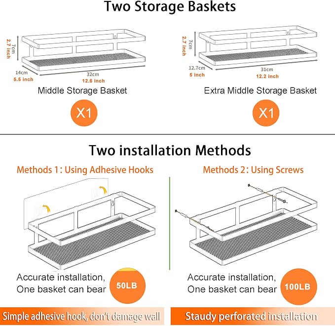 PUSDON Metal Wall Hanging Basket 2 Packs DIY Suitable - Image 3