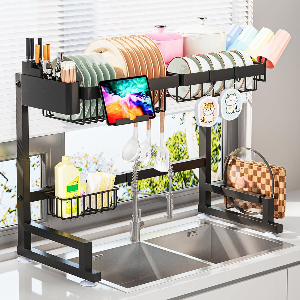 ADBIU Over The Sink Dish Drying Rack (Expandable Height and Length) Snap-On D...