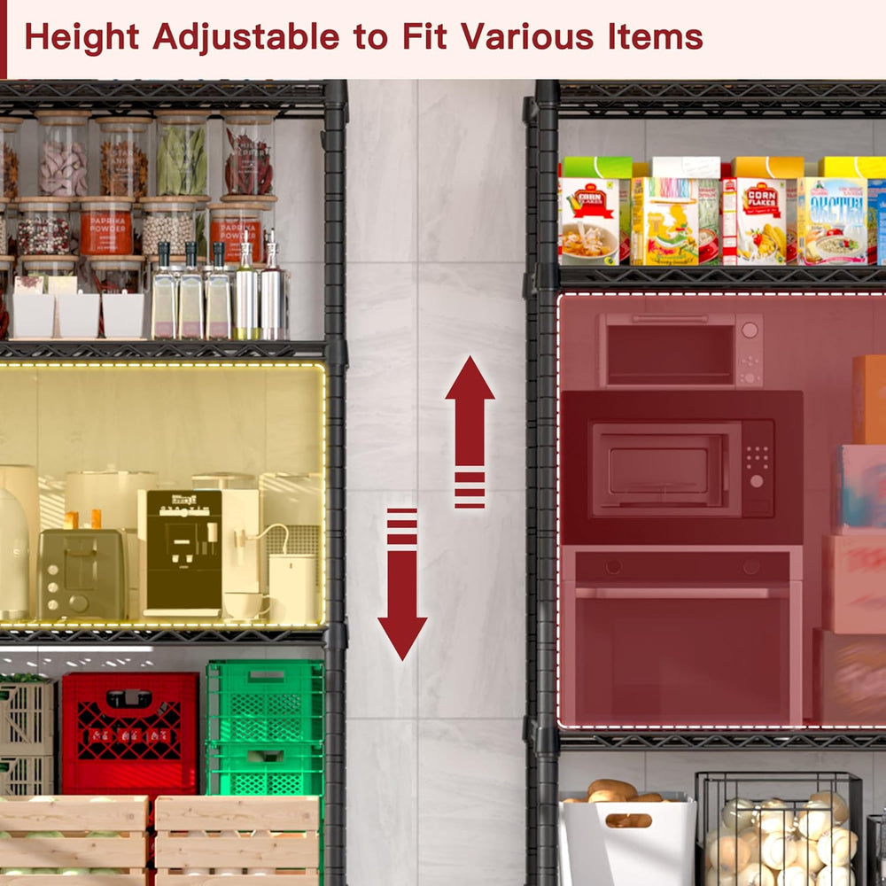 PrimeZone Wire Storage Shelves, 5-Tier Adjustable NSF Metal Shelving