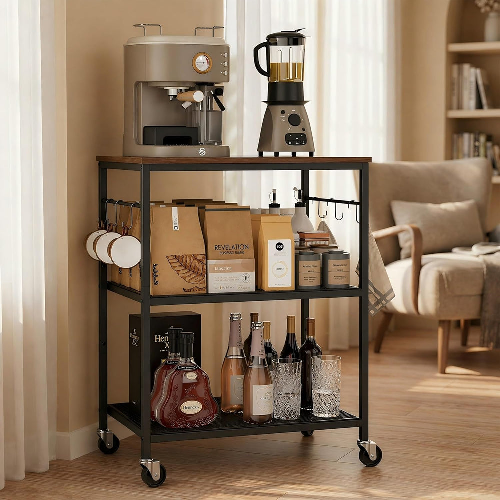 Homleke 3-Tier Rolling Kitchen Microwave Cart, Utility Cart