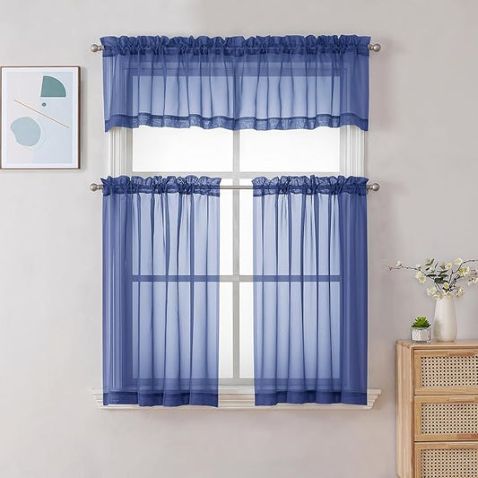Chyhomenyc Sheer Valances for Windows 2 Pack, Small Window Curtains for Living - Image 2