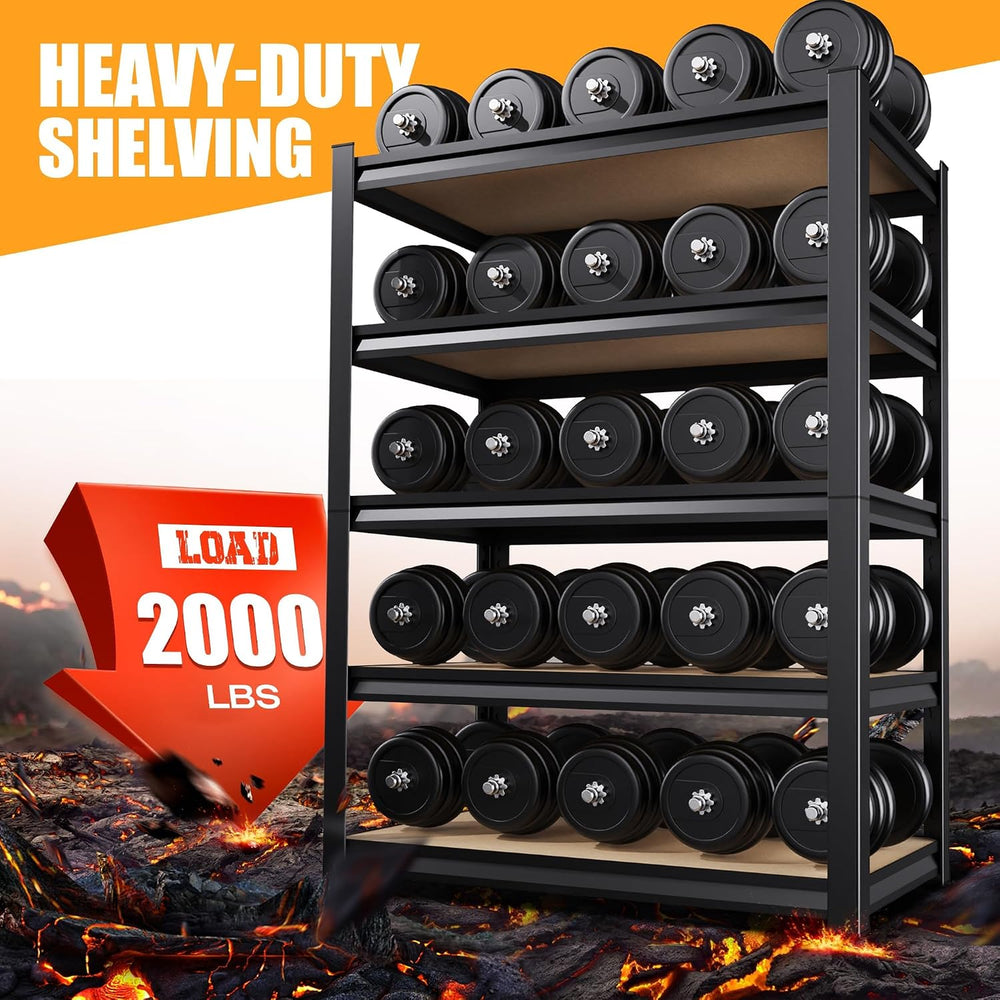 5-Tier Garage Shelving Heavy Duty Storage Shelves, Adjustable Shelving Unit, ...