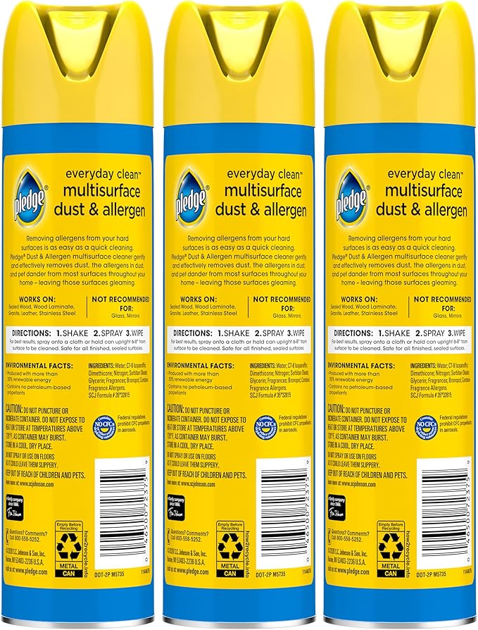 Pledge Dust & Allergen Multisurface Cleaner, Aerosol Spray, Lemon Scent - Image 6