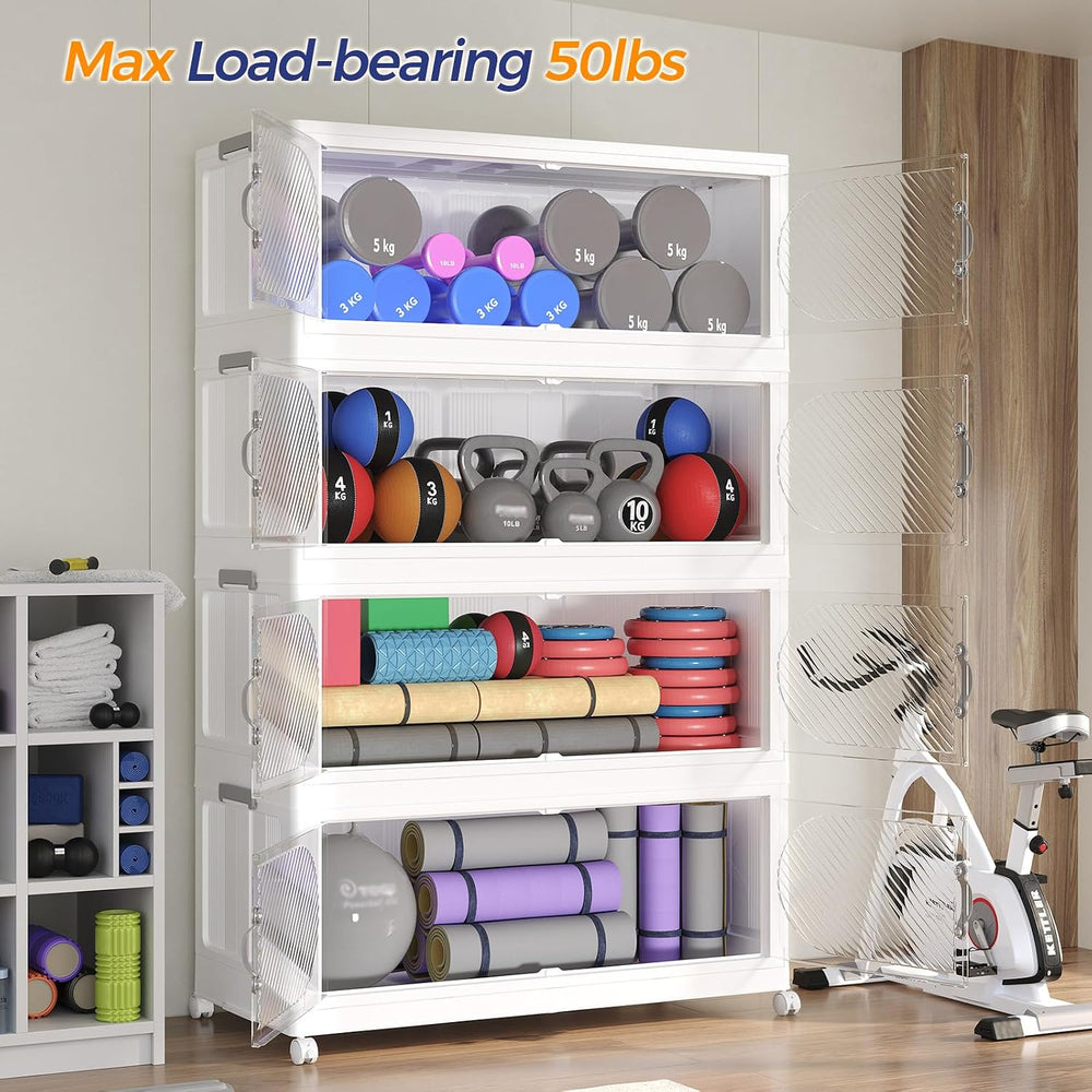 240GAL (960QT) Collapsible Plastic Storage Bins with Lid & Wheels, Extra ...
