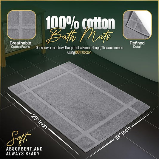 Pearl Linens Pack of 6 Washable Cotton Bath Mat 18x25 - Image 2