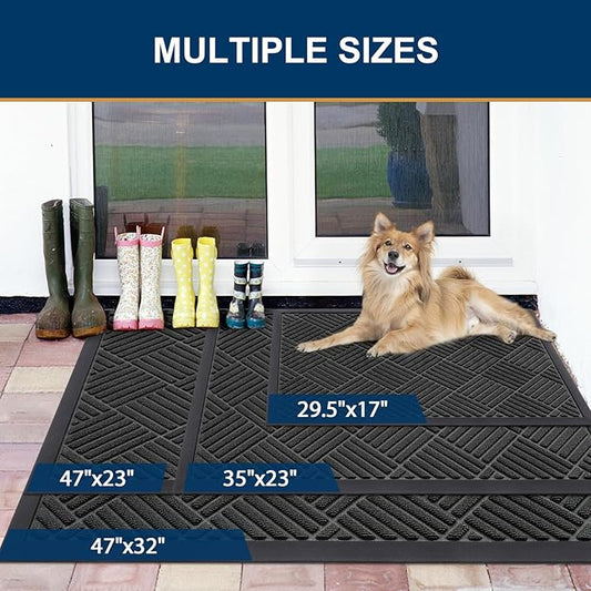 Smiry Front Door Mat Outside Entrance, Heavy Duty Outdoor Indoor Natural Rubber - Image 2
