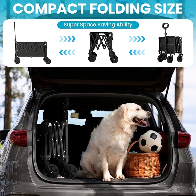 Collapsible Folding Wagon with Tailgate, Wagons Carts Foldable with 350lbs - Image 5