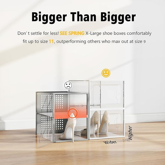 SEE SPRING X-Large Shoe Storage Box Fit Size 11, Space Saving Foldable Shoe - Image 2
