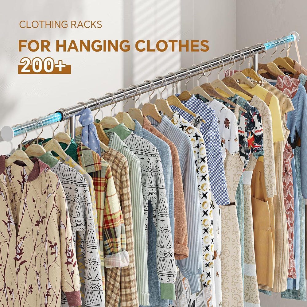 Simple Trending Heavy Duty Clothes Rack, Garment Rack with Extendable Side Ro...
