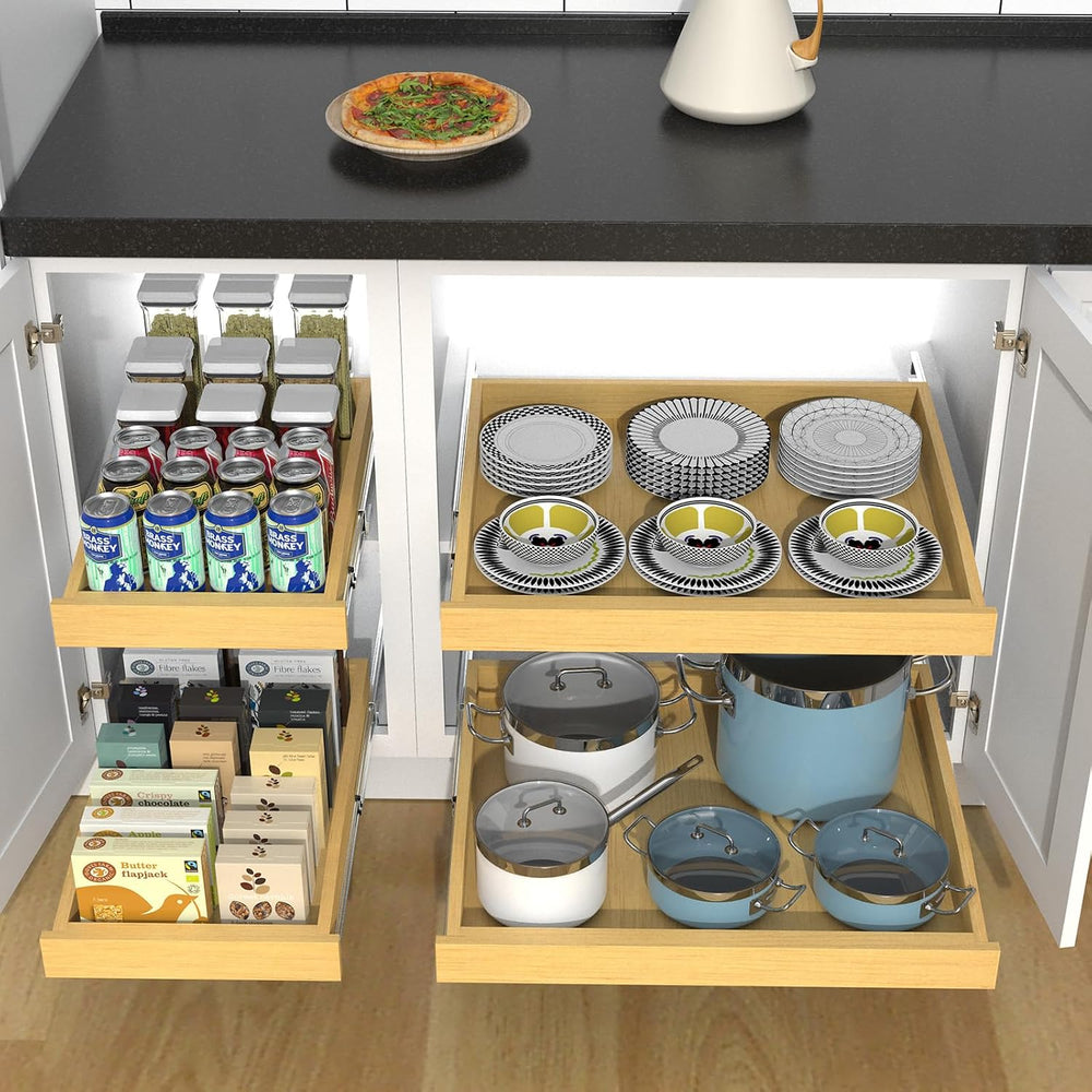 Wooden Pull out Cabinet Organizer 11" W x 21" D x 3.35" H, Hea...