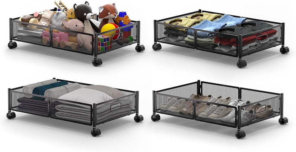 Under Bed Organizer, Storage Bins Under Bed, 60L Underbed Storage Bins for Be...