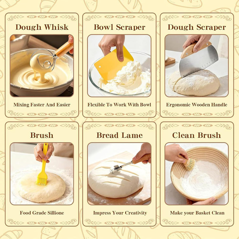 Beginner Sourdough Starter Kit - 9" Round & 10" Oval Banneton P...