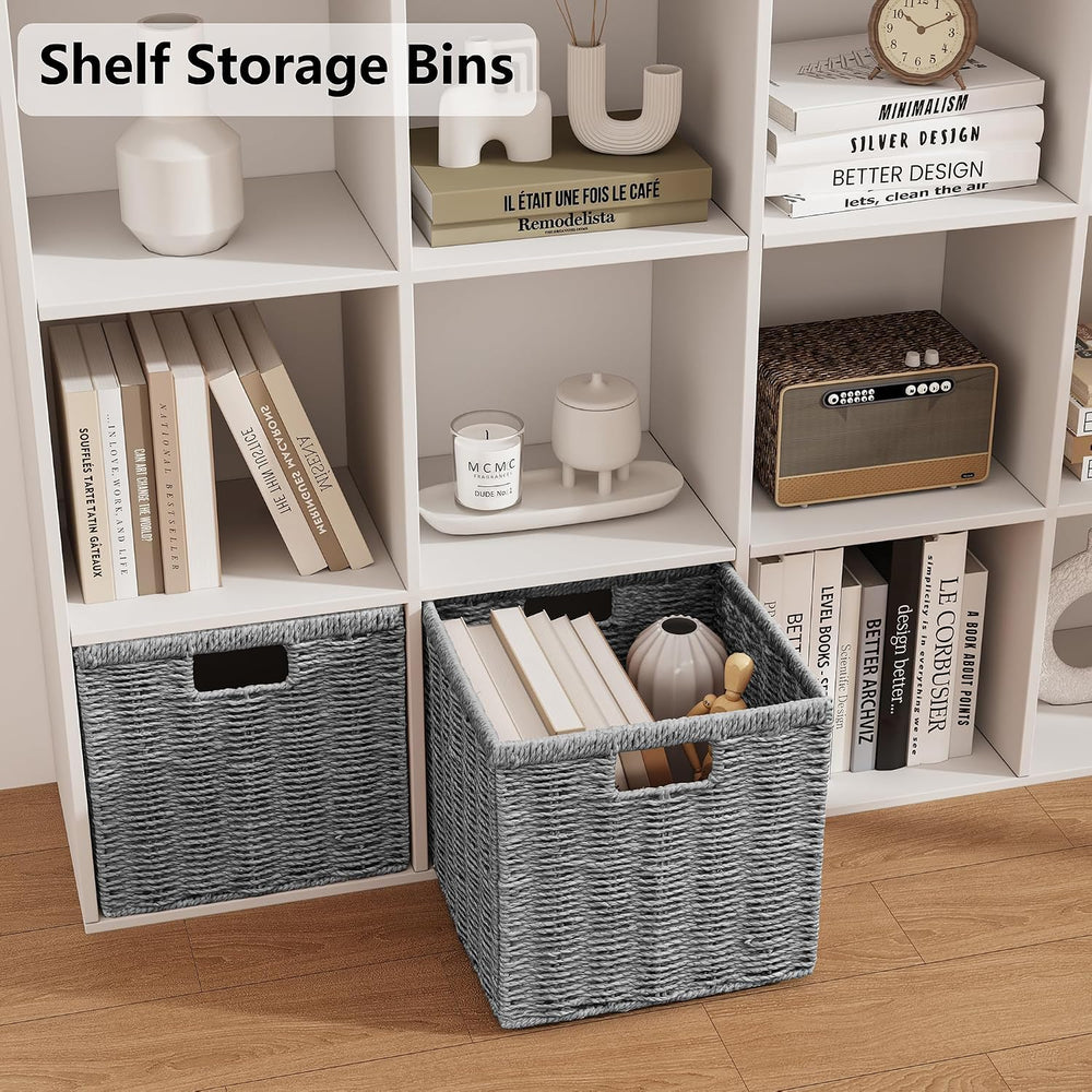 Vagusicc 13 inch Wicker Storage Basket, Set of 2 Handwoven Wicker Baskets for...