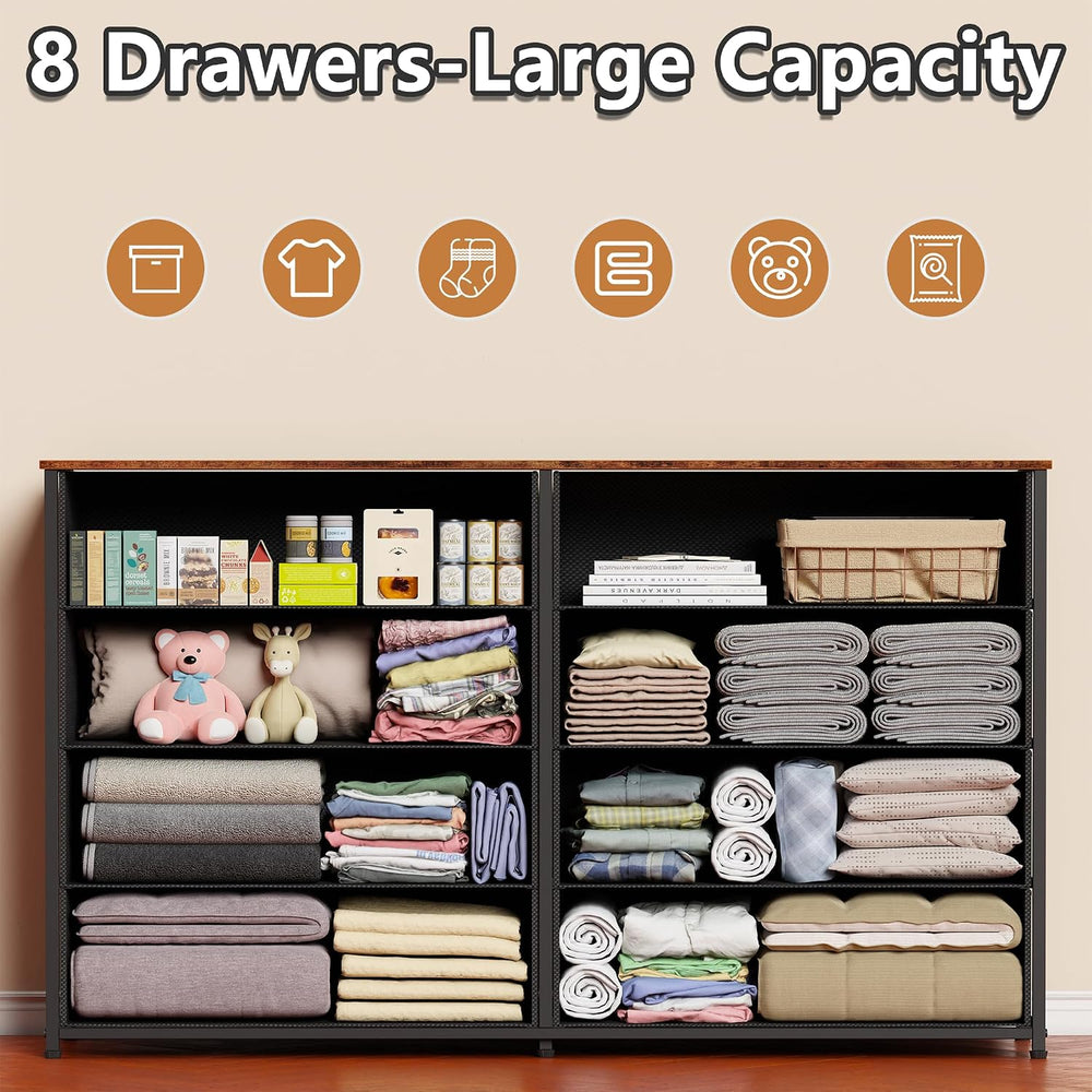 Furnulem Long Dresser for Bedroom, TV Stand for 55'', 8 Drawer Dorm D...