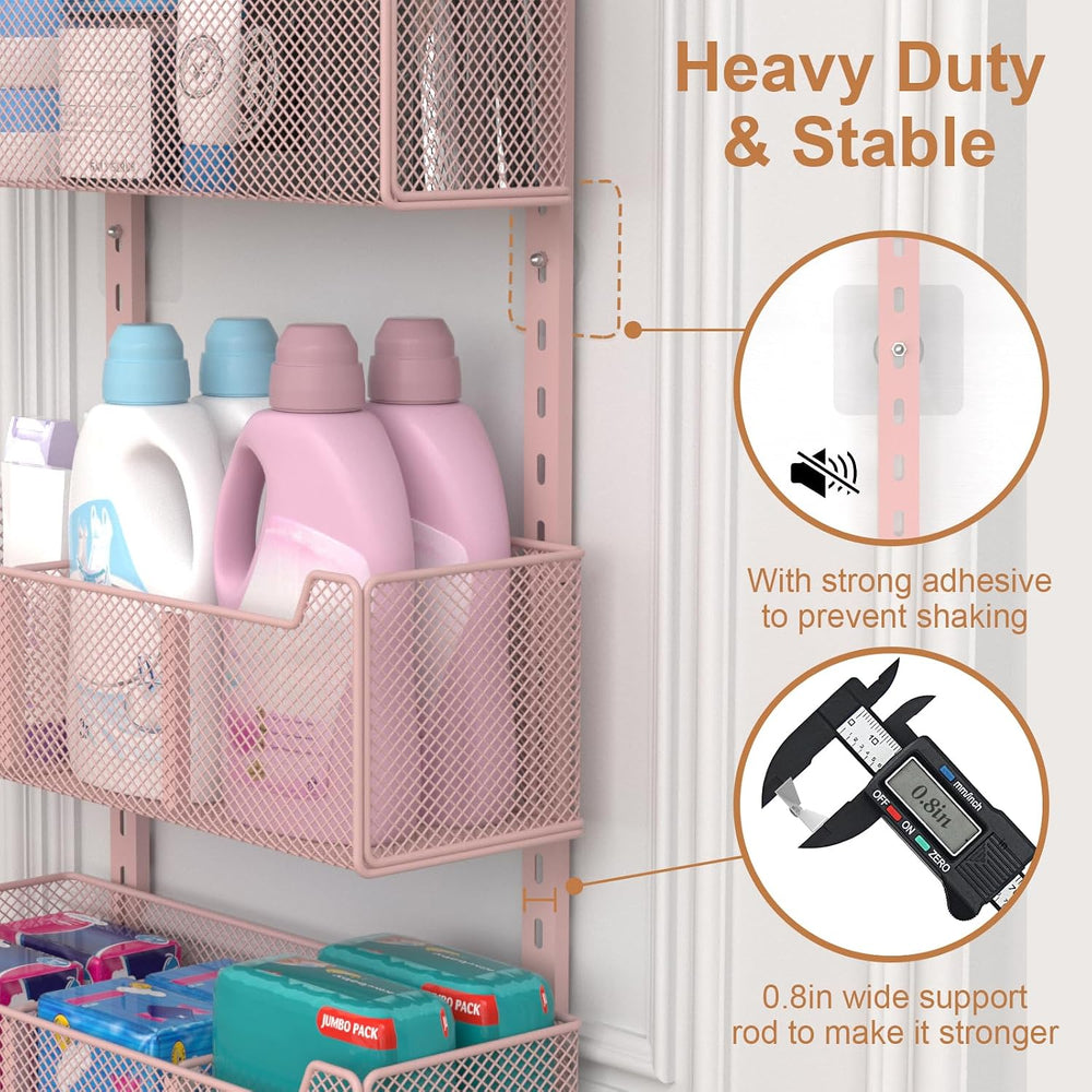 VyGrow Over The Door Organizer, Metal Door Organizer Hanging with 5 Adjustabl...