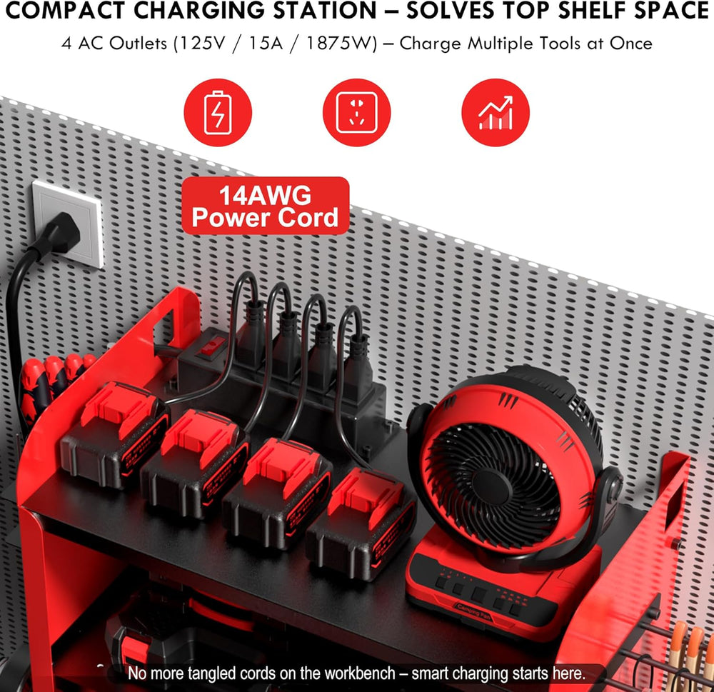 KSVO Power Tool Organizer Wall Mount with Drill Rack & Locking Drawers