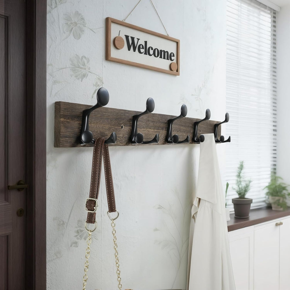 WEBI Coat Rack Wall Mount,30" Solid Wood Coat Hooks Wall Mounted Coat Ha...