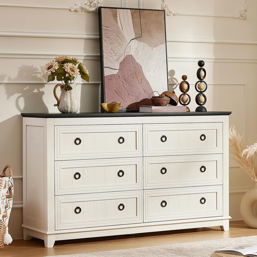Joaxswe 54'' Dresser for Bedroom, Farmhouse 6 Drawers Dressers