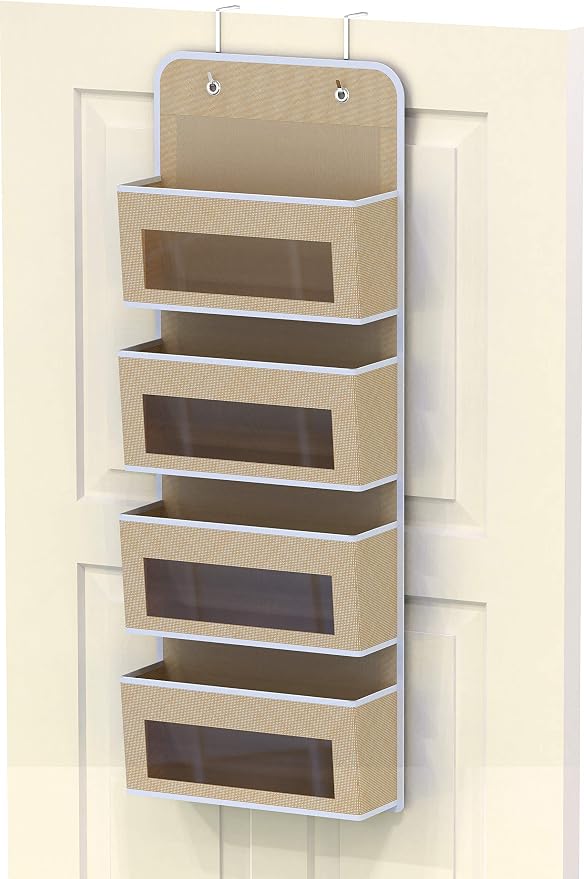 Simple Houseware 4 Clear Window Pocket Over Closet Door Storage Hanging - Image 7