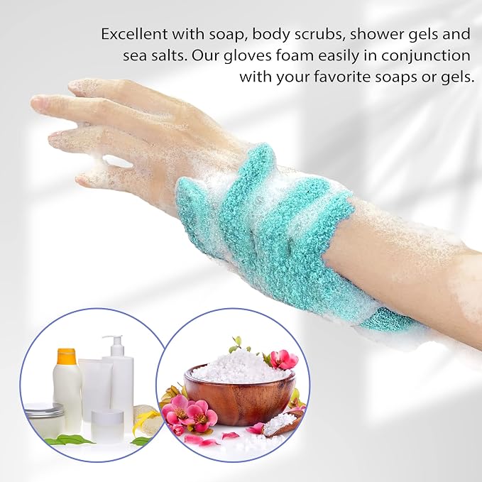 Evridwear Exfoliating Gloves for Shower, 100% Nylon Thick Soft Medium Heavy - Image 7