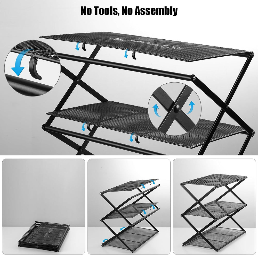 Small Shoe Rack for Entryway, 4-Tier Foldable Shoe Organizer, Metal Shoe Stor...