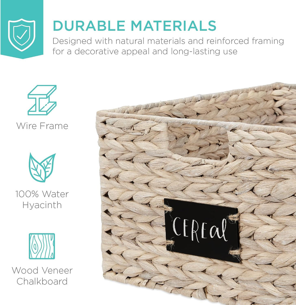 Best Choice Products Pantry Baskets Set of 2 16x12in Water Hyacinth Storage B...