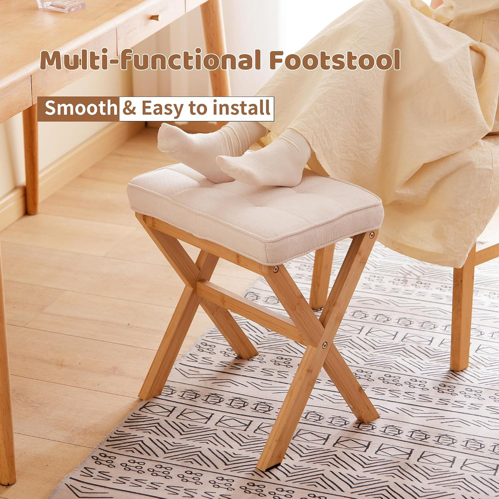 Foot Stool Small Ottoman Foot Rest Padded Foot Stool Desk for Under Office De...