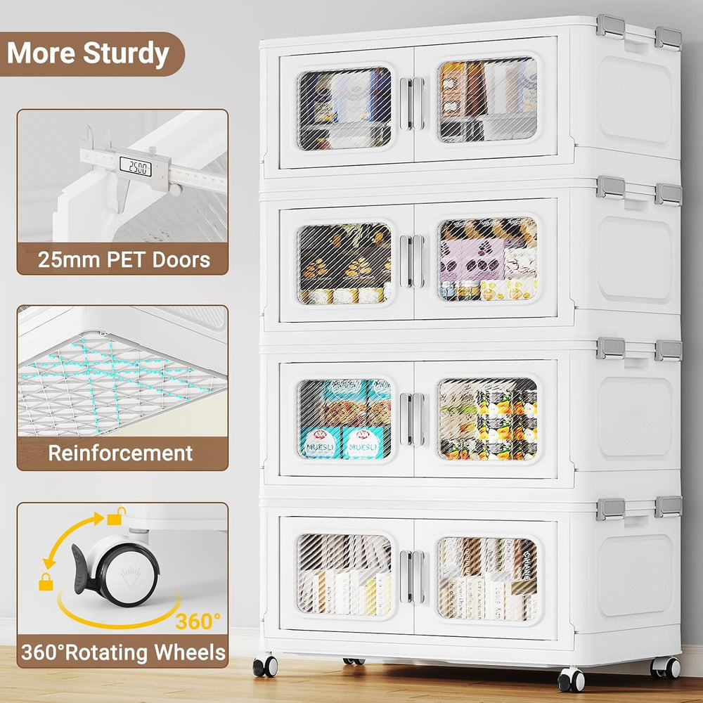 BROVIEW 150 Qt/38 Gal Stackable Storage Bins with Lids, 1 Pack, White