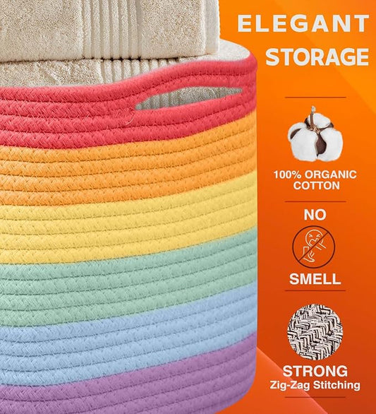 CHAT BLANC Rainbow Cotton Rope Baskets - Image 2
