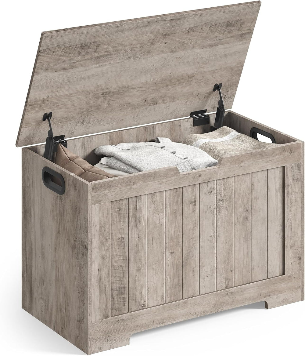 VASAGLE Storage Chest, 29.9 Inches Width Bench with 2 Safety Hinges
