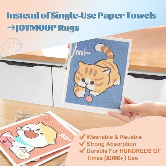 JOYMOOP Cartoon Cellulose Cleaning Cloth, Reusable Absorbent Dish Towels - Image 2