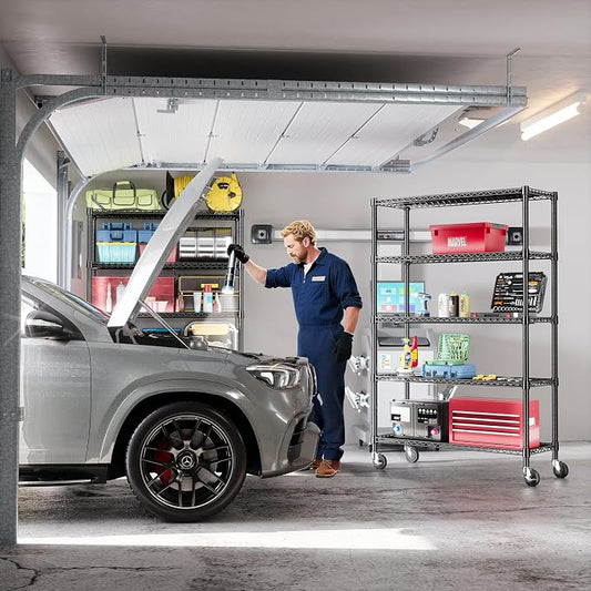 IZEUK Heavy Duty Garage Shelving, 5 Tier Wide Metal Storage Shelf Rack - Image 2