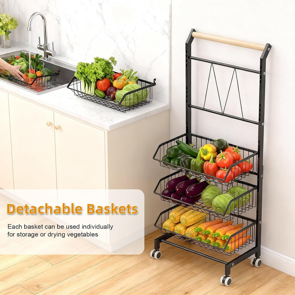 Anvazise 5-Tier Snack Cart with Wheels Adjustable Rolling Pantry Kitchen Cart...