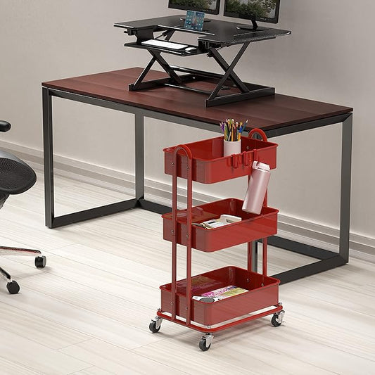 Simple Houseware 3-Tier Heavy Duty Metal Utility Rolling Cart - Image 2