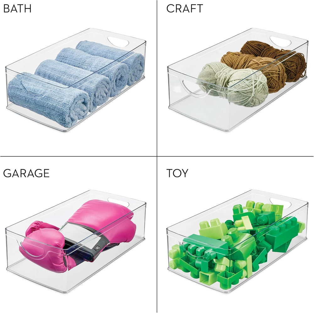 iDesign Stackable Clear Plastic Extra Long Storage Bin, 2-Pack