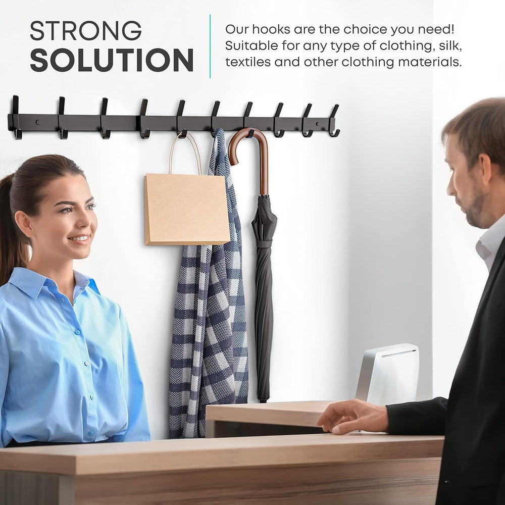 Coat Rack Wall Mount – 30 Inch Stainless Steel Hook Rail with 10 Double Coat ...
