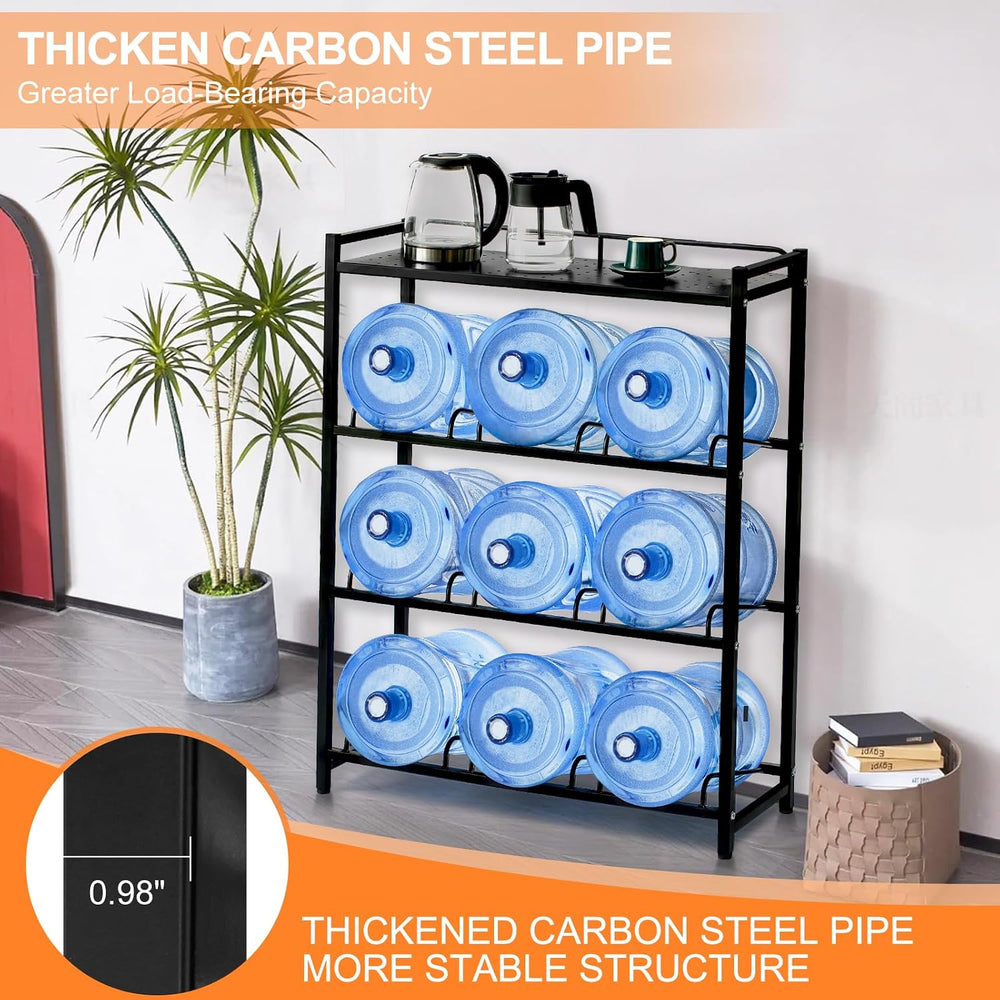 5 Gallon Water Dispenser Jug Holder with Top Shelf Heavy Duty Water Cooler Ju...
