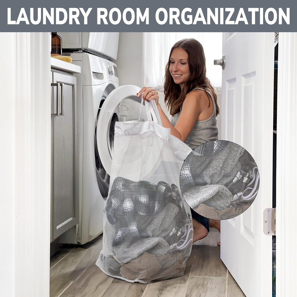 Goodpick 2-Pack Rolling Laundry Basket with Wash Bag, Hamper for Dorm, 75L