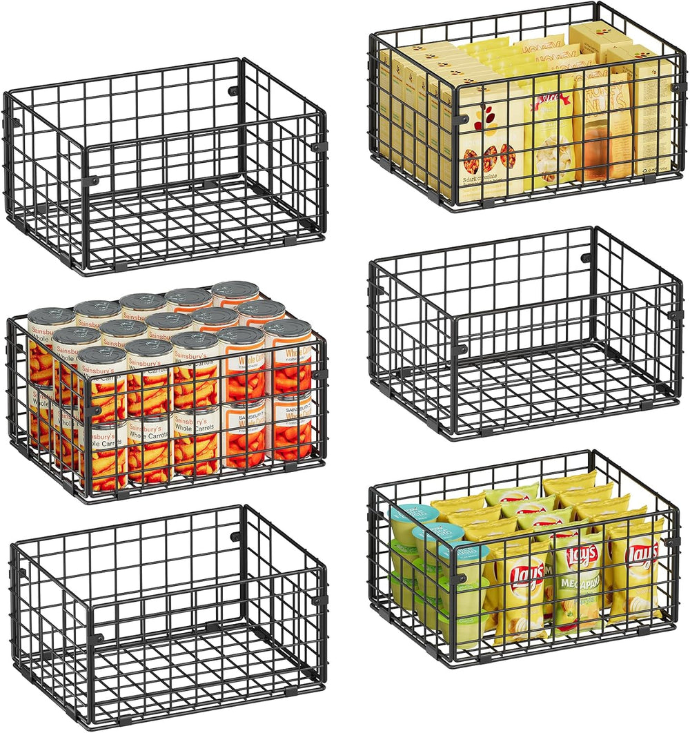 X-cosrack Metal Wire Basket Pantry Baskets Foldable Cabinet Organizers with H...