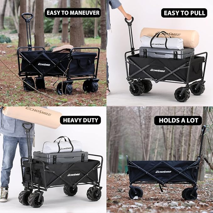 EchoSmile Heavy Duty 350 Lbs Capacity Collapsible Wagon, Outdoor Folding - Image 7
