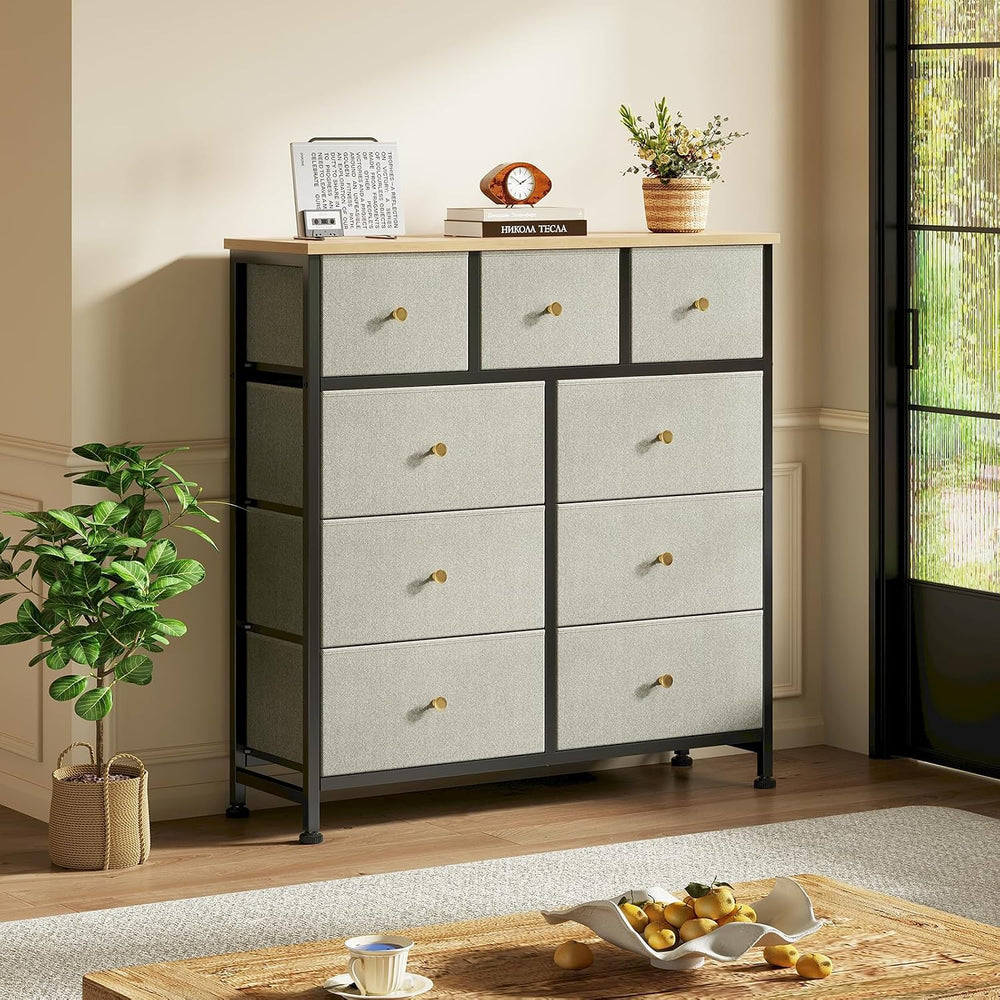 DUMOS 9 Drawer Dresser for Bedroom, Storage Organizer Chest of Drawers