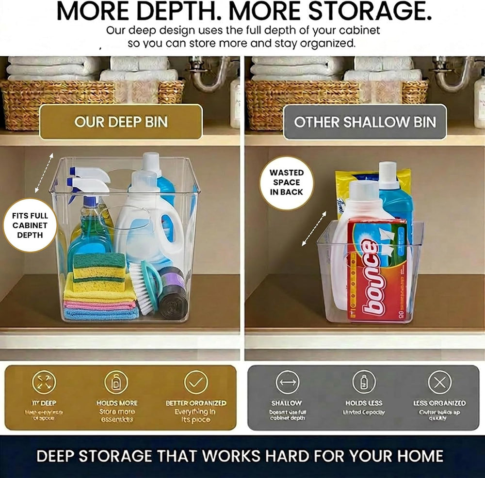 Sorbus Clear Storage Bins for Cube Shelves & Closets (Extra Large, 4 Pack)