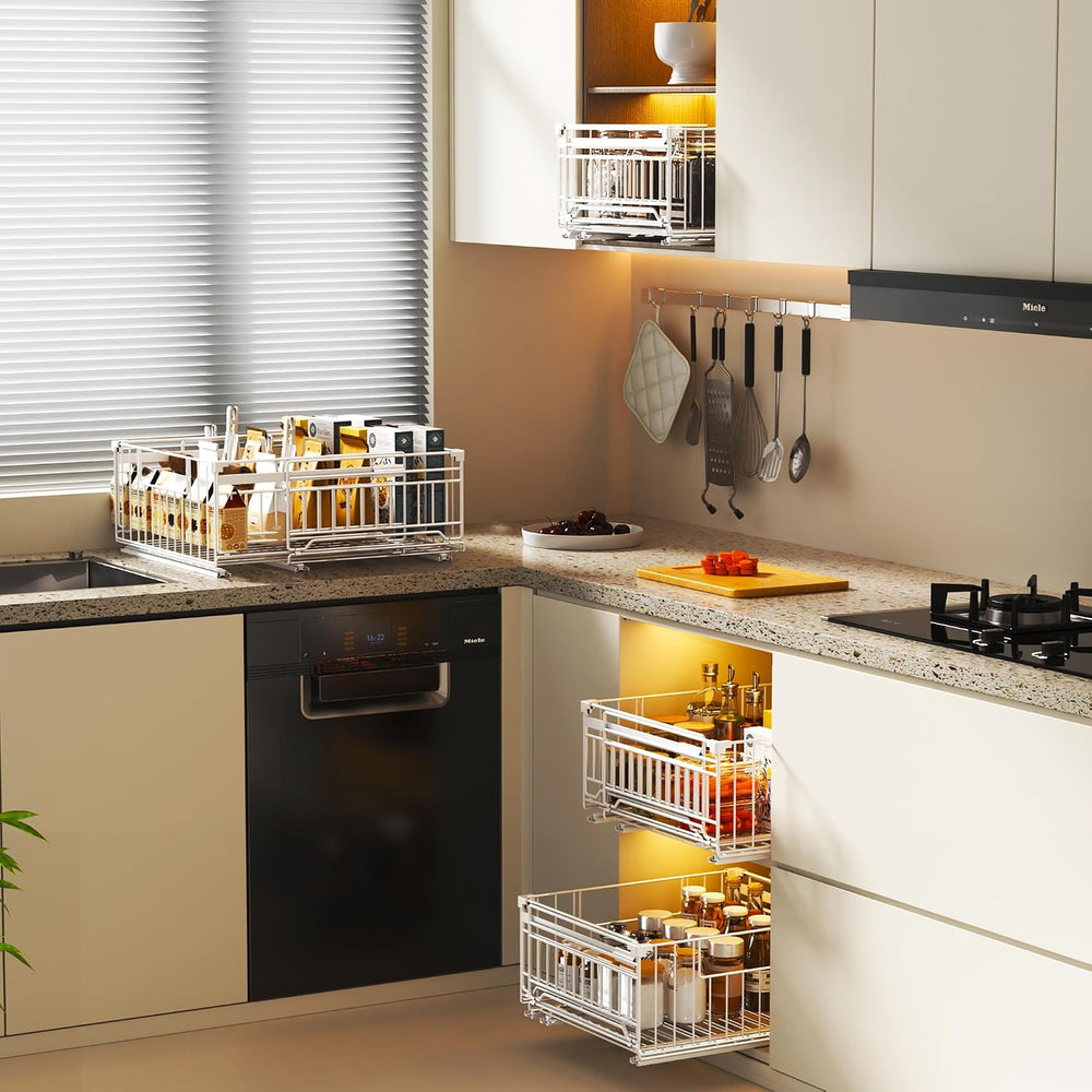 NETEL 2 Pack Expandable Pull Out Cabinet Organizer, 15" Deep