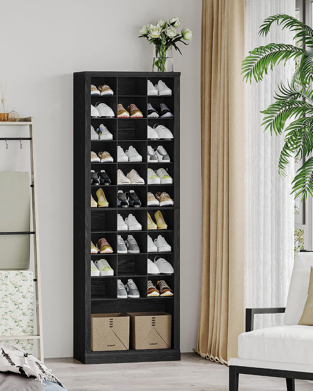 Hzuaneri 11 Tiers Shoe Storage Cabinet, Tall Shoes Cabinet with Cubby