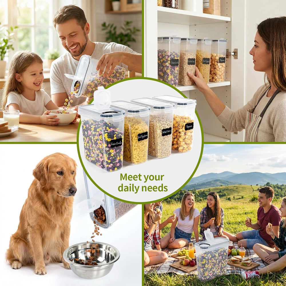 OTraki 4 Pieces Airtight Food Containers with Lid, 4L BPA Free Cereal Contain...